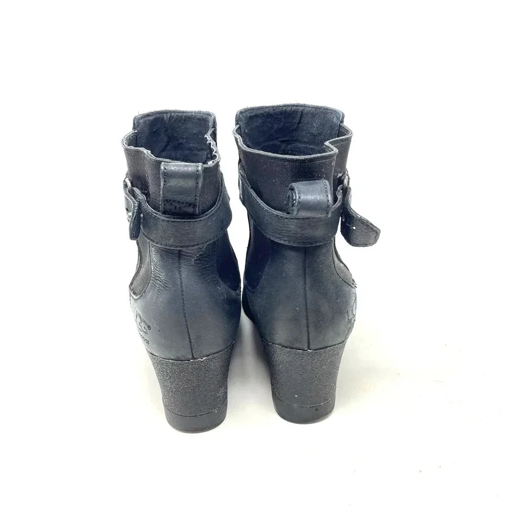 UGG Indra Wedge Booties Black Leather Size US 9‎
